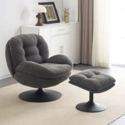 Sol Swivel Chair With Footstool, Grey