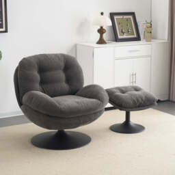 Sol Swivel Chair With Footstool, Grey - thumbnail 6