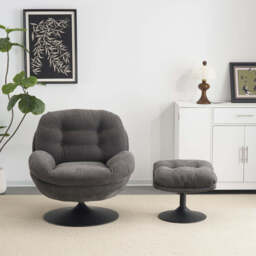 Sol Swivel Chair With Footstool, Grey - thumbnail 5