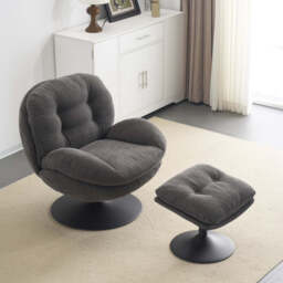 Sol Swivel Chair With Footstool, Grey - thumbnail 7
