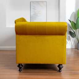 Toronto 3 Seater Chesterfield Style Velvet Sofa Bed In Mustard - thumbnail 6