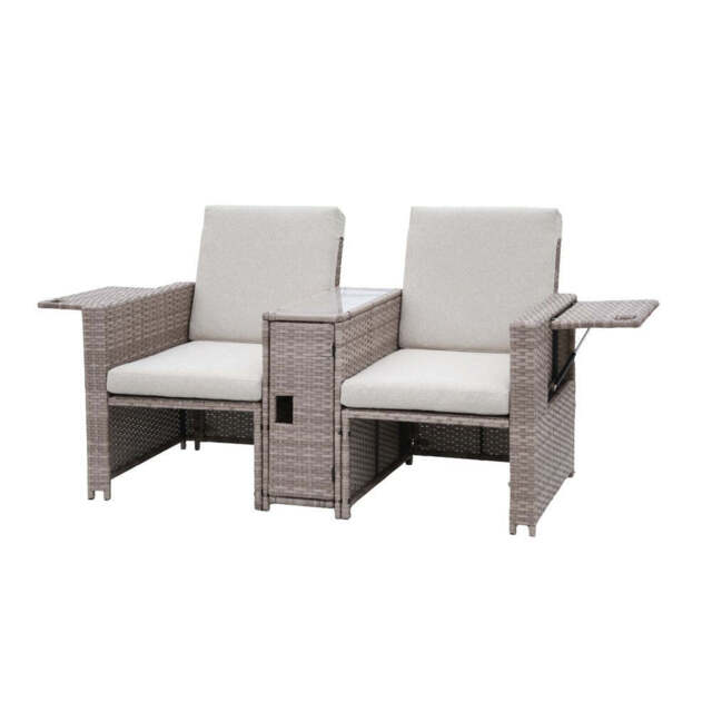 Galle 5-Piece Rattan Sofa Set Storage Daybed Set Sun Lounger with Hidden Storage Retractable Side Tray - image 1