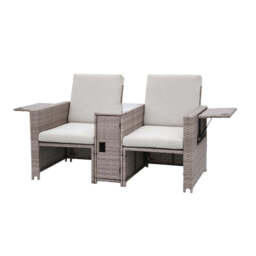 Galle 5-Piece Rattan Sofa Set Storage Daybed Set Sun Lounger with Hidden Storage Retractable Side Tray