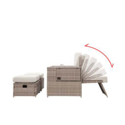 Galle 5-Piece Rattan Sofa Set Storage Daybed Set Sun Lounger with Hidden Storage Retractable Side Tray - thumbnail 6