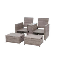 Galle 5-Piece Rattan Sofa Set Storage Daybed Set Sun Lounger with Hidden Storage Retractable Side Tray - thumbnail 3