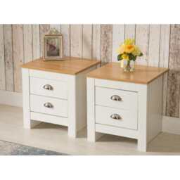 Set of 2 Heritage 2 Drawer Bedside Tables, White - thumbnail 2
