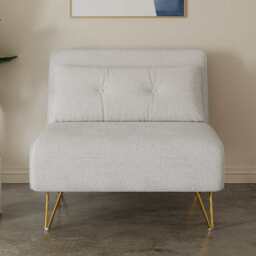 Jola White Boucle Foldable Sofa Bed With Metal Legs And Pillow, Single - thumbnail 2