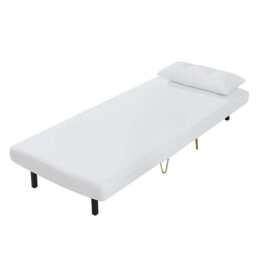 Jola White Boucle Foldable Sofa Bed With Metal Legs And Pillow, Single - thumbnail 5