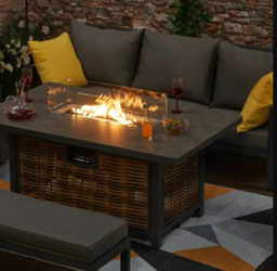 Berlin 7‑Seater Aluminium Outdoor Garden Sofa Set with Fire Pit Table and Bench - thumbnail 3