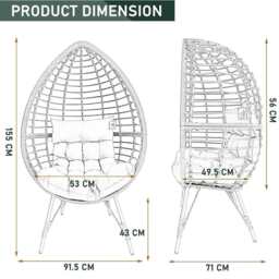 Leisure Standing Chair Garden Rattan Egg Chair, Natural - thumbnail 9