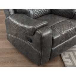 Grey PU Leather Manual Recliner Functional 2 Seater Sofa/3 Seater Sofa / Armchair Set, 3 Seater - thumbnail 8