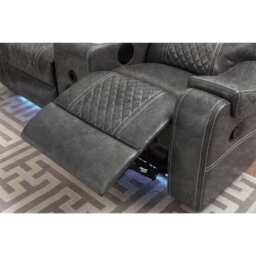 Grey PU Leather Manual Recliner Functional 2 Seater Sofa/3 Seater Sofa / Armchair Set, 3 Seater - thumbnail 7