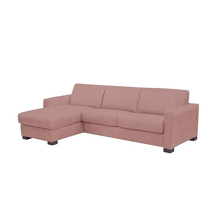 Nicoletti - Alcova 3 Seater Left Hand Facing Fabric Sofa Bed and Storage Chaise with Box Arms - Fuente Coral