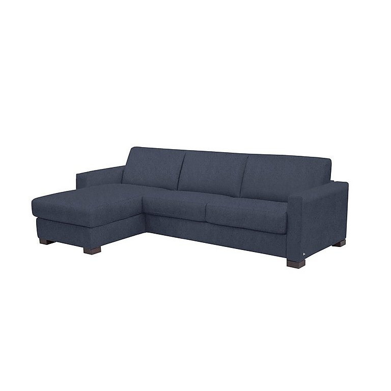 Nicoletti - Alcova 3 Seater Left Hand Facing Fabric Sofa Bed and Storage Chaise with Box Arms - Fuente Ocean