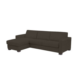 Nicoletti - Alcova 3 Seater Leather Sofa Bed with Storage Left Hand Facing Chaise and Box Arms - Torello Chocolate