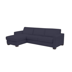 Nicoletti - Alcova 3 Seater Leather Sofa Bed with Storage Left Hand Facing Chaise and Box Arms - Dali Blu