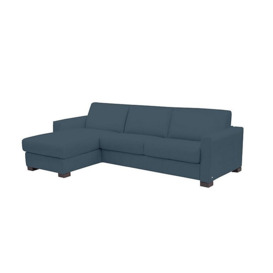Nicoletti - Alcova 3 Seater Leather Sofa Bed with Storage Left Hand Facing Chaise and Box Arms - Dali Oceano