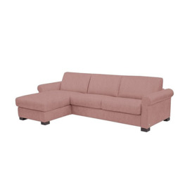 Nicoletti - Alcova 3 Seater Left Hand Facing Fabric Sofa Bed and Storage Chaise with Scroll Arms - Fuente Coral