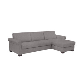 Nicoletti - Alcova 3 Seater Left Hand Facing Fabric Sofa Bed and Storage Chaise with Scroll Arms - Coupe Grigio Topo