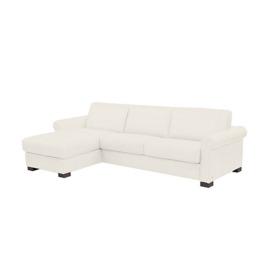 Nicoletti - Alcova 3 Seater Leather Sofa Bed and Storage Left Hand Facing Chaise with Scroll Arms - Dali Bianco