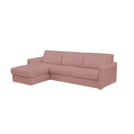 Nicoletti - Alcova 3 Seater Left Hand Facing Fabric Sofa Bed and Storage Chaise with Slim Arms - Fuente Coral