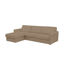 Nicoletti - Alcova 3 Seater Leather Sofa Bed with Storage Left Hand Facing Chaise and Slim Arms - Torello Taupe