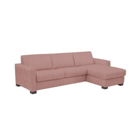 Nicoletti - Alcova 3 Seater Right Hand Facing Fabric Sofa Bed and Storage Chaise with Box Arms - Fuente Coral