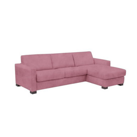 Nicoletti - Alcova 3 Seater Right Hand Facing Fabric Sofa Bed and Storage Chaise with Box Arms - Selma Rosa