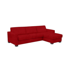 Nicoletti - Alcova 3 Seater Right Hand Facing Fabric Sofa Bed and Storage Chaise with Box Arms - Selma Rosso