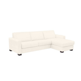 Nicoletti - Alcova 3 Seater Leather Sofa Bed with Storage Right Hand Facing Chaise and Box Arms - Torello Bianco