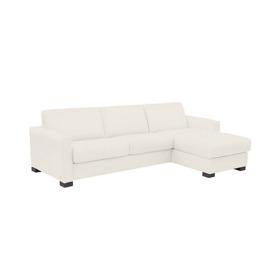 Nicoletti - Alcova 3 Seater Leather Sofa Bed with Storage Right Hand Facing Chaise and Box Arms - Dali Bianco