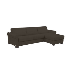 Nicoletti - Alcova 3 Seater Leather Sofa Bed and Storage Right Hand Facing Chaise with Scroll Arms - Torello Chocolate