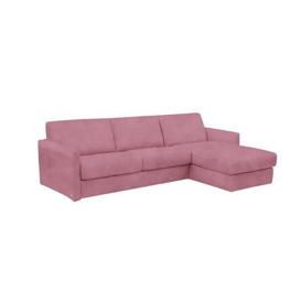 Nicoletti - Alcova 3 Seater Right Hand Facing Fabric Sofa Bed and Storage Chaise with Slim Arms - Selma Rosa