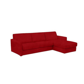 Nicoletti - Alcova 3 Seater Right Hand Facing Fabric Sofa Bed and Storage Chaise with Slim Arms - Selma Rosso
