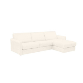 Nicoletti - Alcova 3 Seater Leather Sofa Bed with Storage Right Hand Facing Chaise and Slim Arms - Torello Bianco