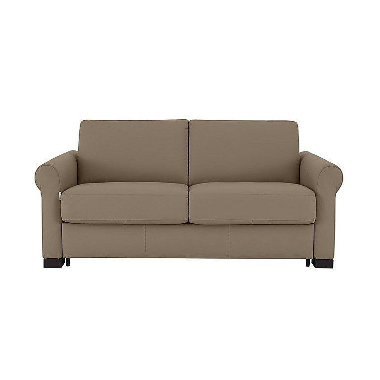 Nicoletti - Alcova 2 Seater Leather Sofa Bed with Scroll Arms - Torello Taupe