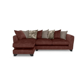 Ariana Fabric Pillow Back Left Hand Facing Chaise End Sofa with Chrome Insert - Dapple Oxblood