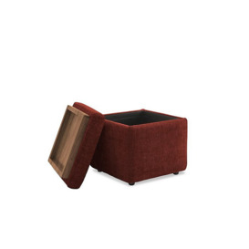 G Plan - Arlo Fabric Storage Cube Tray Stool with Walnut - Burgundy