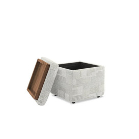 G Plan - Arlo Fabric Storage Cube Tray Stool with Walnut - Lydia Blush