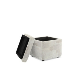 G Plan - Arlo Fabric Storage Cube Tray Stool with Ebony - Checkers Putty