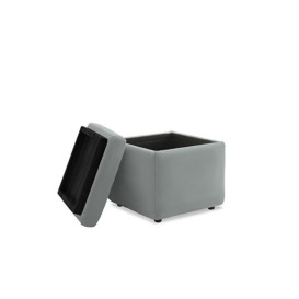 G Plan - Arlo Leather Storage Cube Tray Stool - Cambridge Grey