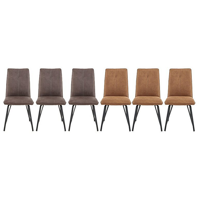 Habufa - Austin Set of 6 Dining Chairs - Cognac & Lava