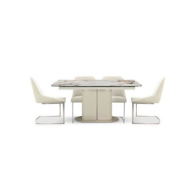 Avorio Pop-Up Extending Dining Table and 4 Chairs - 160-cm