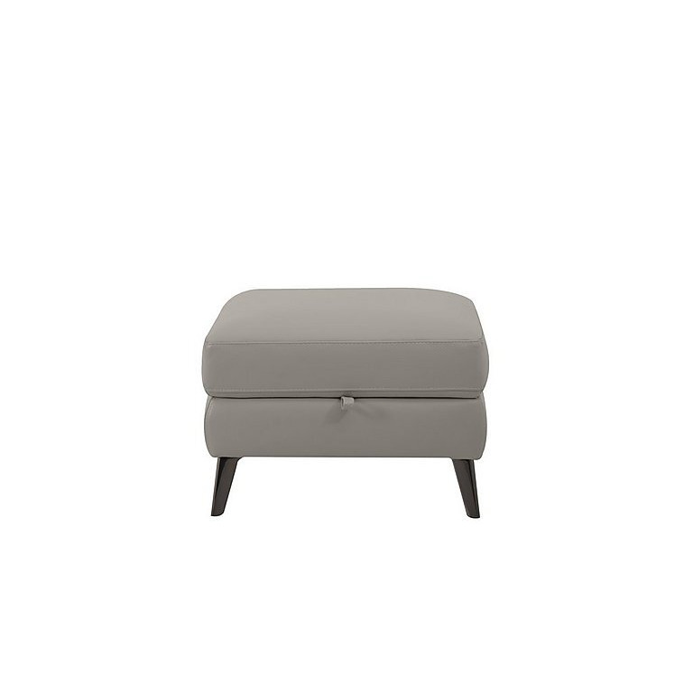 Axel BV Leather Storage Footstool - Silver Grey