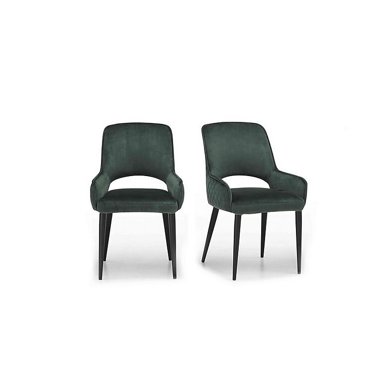 Basque Pair of Dining Chairs - Bottle Green