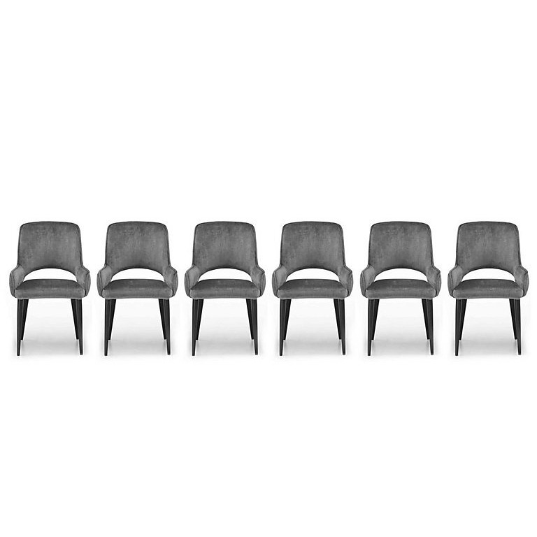 Basque Set of 6 Dining Chairs - Granite