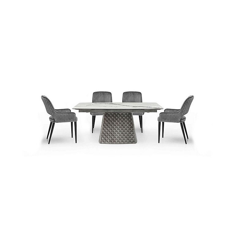 Basque Extending Dining Table with 4 Chairs - 180-cm - Granite