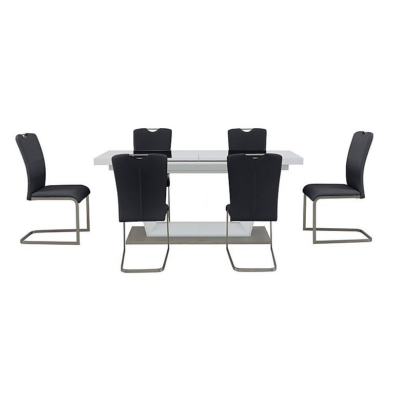 Bianco Large Extending Dining Table and 6 Chairs Set - Charcoal
