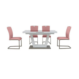 Bianco Small Extending Dining Table and 4 Chairs Set - Pink