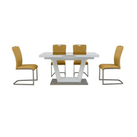 Bianco Small Extending Dining Table and 4 Chairs Set - Yellow